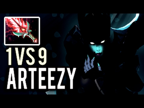 1 vs 9 Phantom Assassin Arteezy Critical Disaster with 21 Kills 9k MMR Patch 7.02 Dota 2