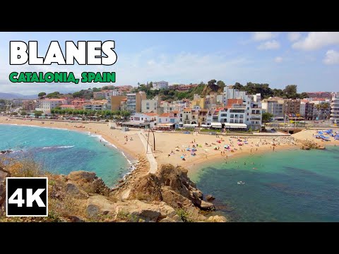 Blanes Catalonia Costa Brava Spain - 4K Walk with Relaxing Ambient Music