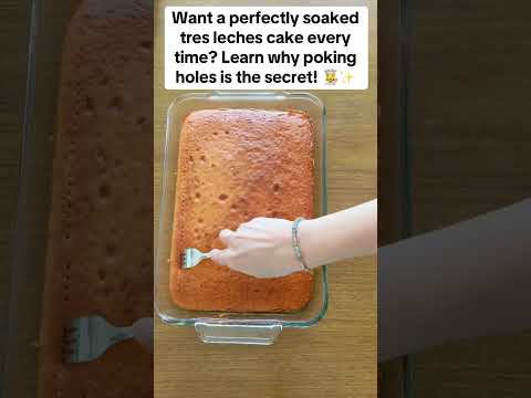 Perfectly Soaked Tres Leches Cake 🍰💧 | Simple Hole-Poking Hack for Moist, Creamy Cakes Every Time