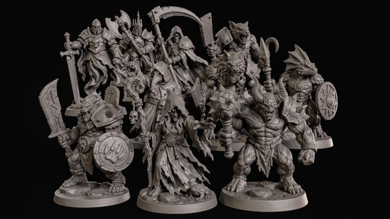Dark Fantasy Miniatures Pack1 3D Print Ready 3D Print Model