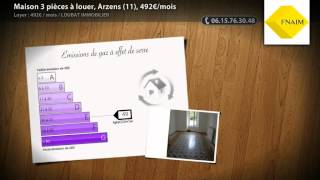 preview picture of video 'Maison 3 pièces à louer, Arzens (11), 492€/mois'