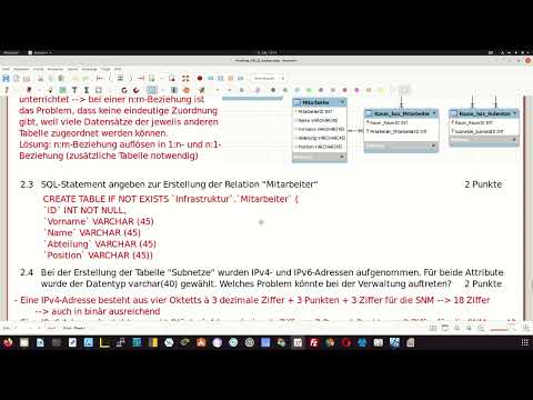 IT-Abschlussprüfung Teil 2 (BaWü Mai 2022) 10/11 - Aufgabe 2.2 (SQL, Datentypen, ER-Modell)