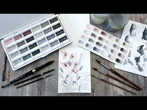 Watercolour Wednesday - swatching and doodling with Fuumuui opaque grey set
