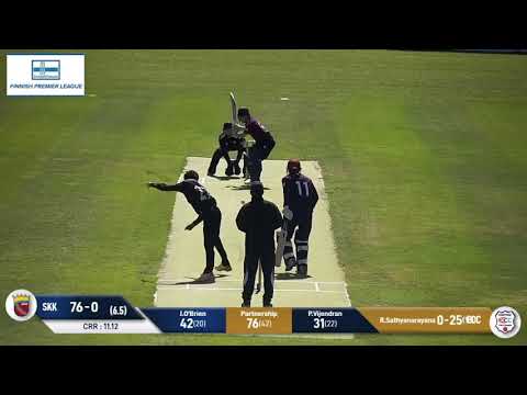 Jordan O'Brien jumps on the bowling at Finnish Ten10 League