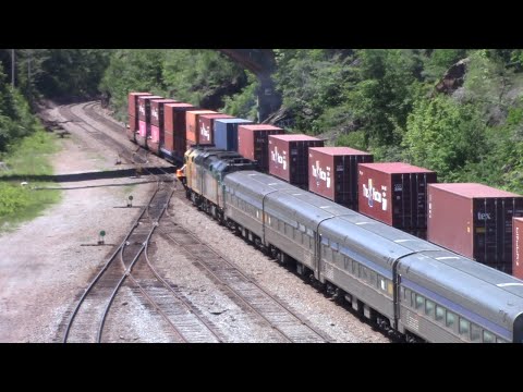 VIA Rail Ocean Passenger Train & CN Local Train 521 Meet at Halifax Ocean Terminals Yard