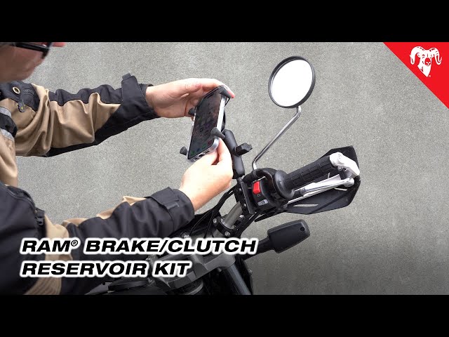 RAM® Motorcycle Brake/Clutch Reservoir Mount with Diamond Plate - Short