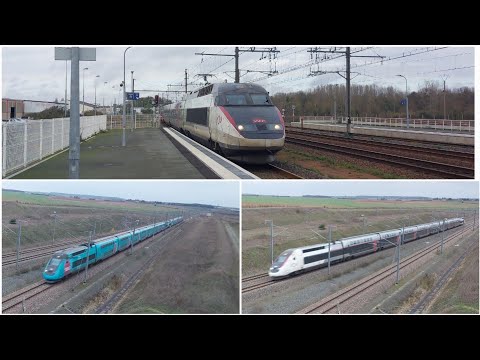 TGV aux alentours de Poitiers sur la LGV SEA et en gare de Futuroscope