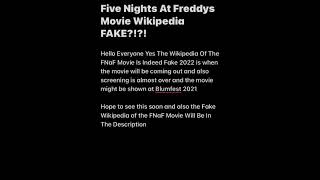 FNaF Movie Wikipedia FAKE!!