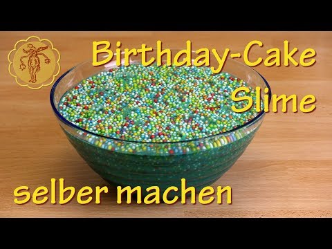 Birthday-Cake Slime selber machen - 20.000 Abonnenten Special-Slime