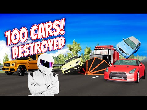 TOP GEAR Satisfying Car Rampage 100+ cars crashing  with max speed on German Autobahn Beamng Drive