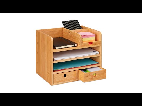 Organiseur de bureau bambou 2 tiroirs Marron - Bambou - Bois manufacturé - 33 x 27 x 24 cm