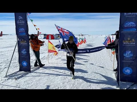 Video Thumbnail: Catherine Drysdale becomes first woman to win Antarctic Ice Marathon