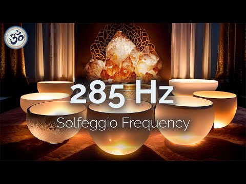 285 Hz Crystal Singing Bowls, Full Body Aura Cleanse, Heal Damage in the Body, Healing Music