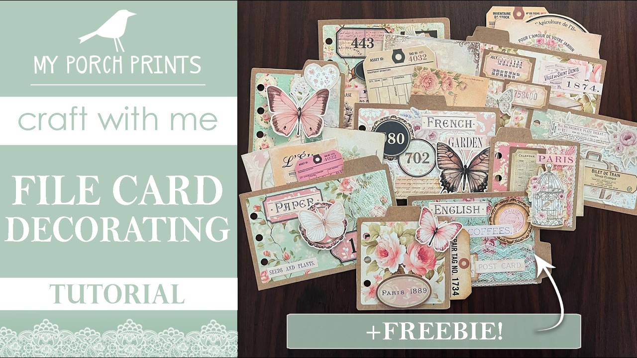 Junk Journal Shabby File Cards Binder Ring Mini Journal | Ephemera Decorating Tutorial! 🤍 +FREEBIE!
