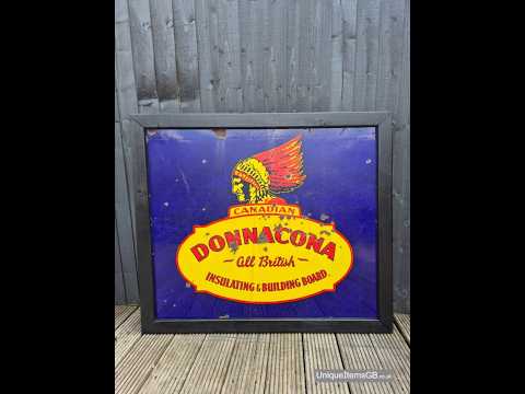 SKU 2999  1930s DONNACONA CANADIAN single sided porcelain/enamel sign 45” x 38.5” in wood frame