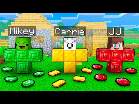 JJ vs Mikey vs Carrie: Treasure Golem Shapeshift Battle in Minecraft - Maizen
