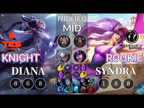 TES knight Diana vs IG Rookie Syndra Mid - KR Patch 10.13