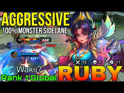Aggressive Ruby 100% Powerful Sidelaner - Top 1 Global Ruby by Wakii? - Mobile Legends