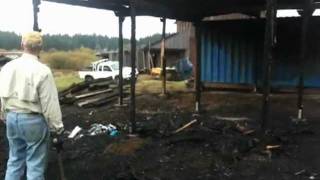 preview picture of video 'Burned Pole Barn Collapse.MOV'