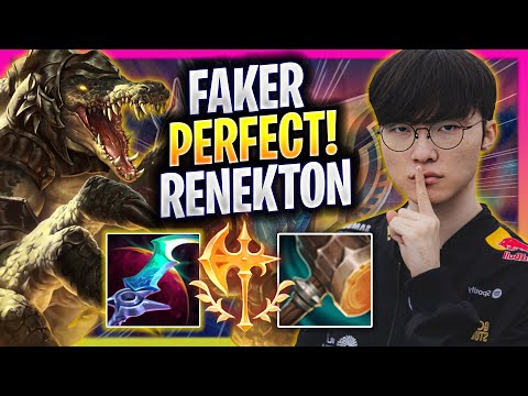 T1 FAKER PERFECT GAME WITH RENEKTON! - T1 Faker Plays Renekton TOP vs Ambessa!