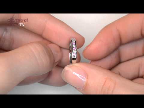 N4395 - 18K White Gold H/Si Diamond and Pink Sapphire Ring