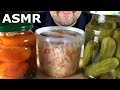 ASMR RUSSIAN PICKLED FOOD Pickles Tomatoes Sauerkraut Boiled Potatoes Eating Sounds Mukbang