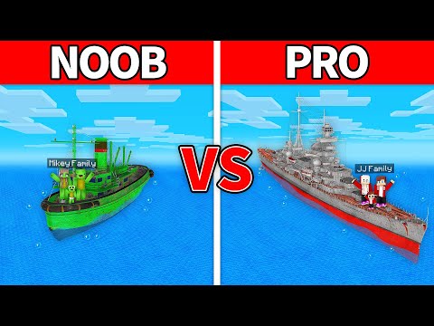 EPIC Minecraft Ship Battle: DJ and Monkey vs Mikey's Family