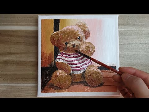 Acrylic painting / A teddy bear / Easy painting Tutorial #152