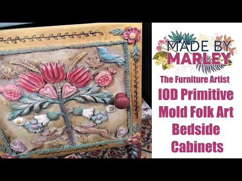 IOD Primitive Mold Folk Art Bedside Cabinets