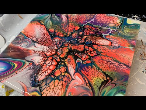#119 Neon Electric Rainbow Blacklight Bloom | Acrylic Pour Painting | Abstract | Fluid Art