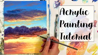 How to Paint Sunset Clouds - Acrylic REAL TIME PaintingTutorial