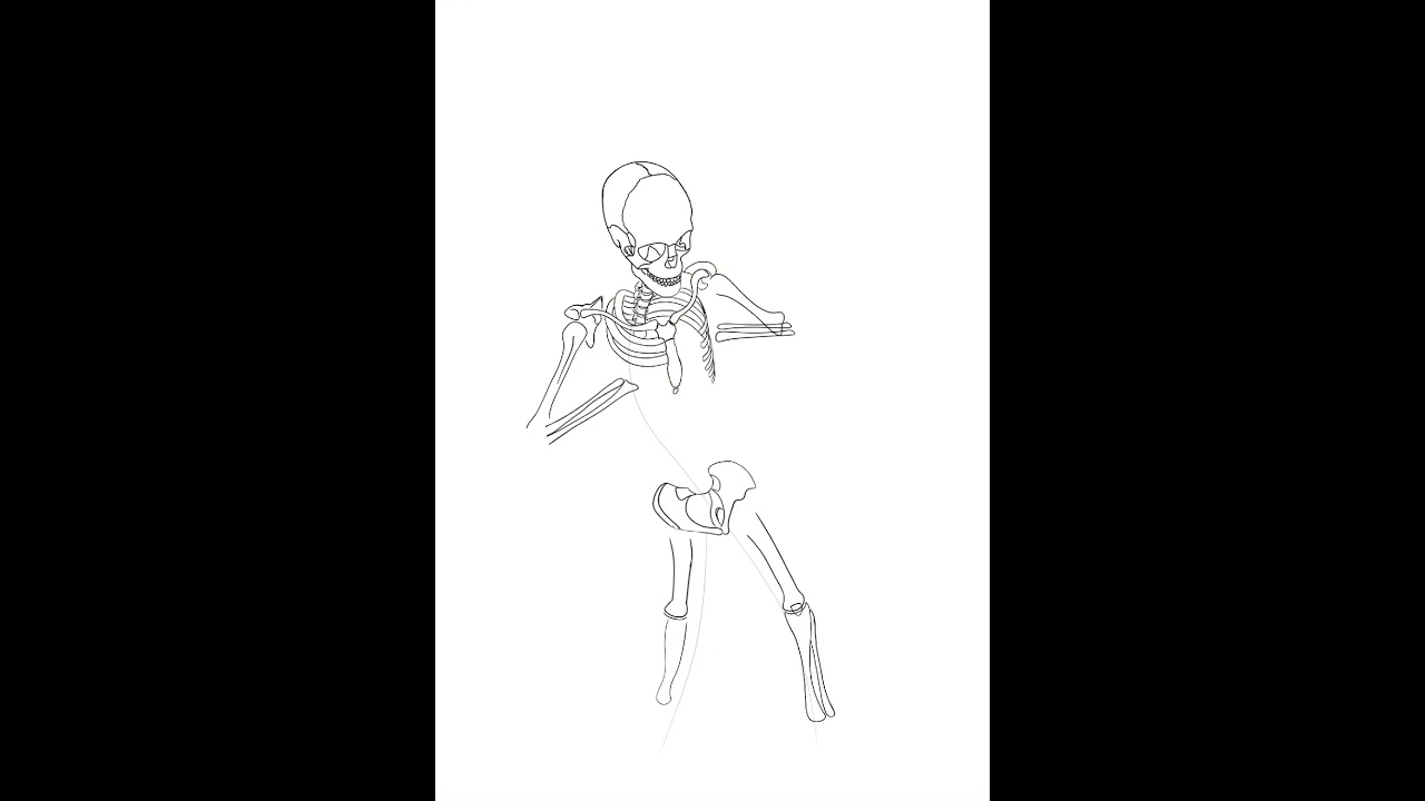 Spooky Scary Skeleton teaching Anatomy #digitaldrawing #procreate #crow #sketchnotes #speedpaint