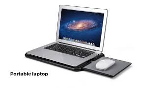 AboveTEK Portable Laptop Lap Desk w/ Retractable Left/Right Mouse