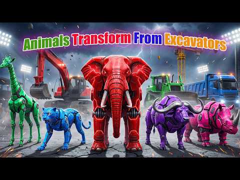 Bunte Tiere verwandeln sich aus Baggern | Bunte Tiere | Zazzy Melody