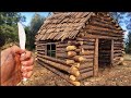 I built a giant log cabin using ONLY a plastic knife...