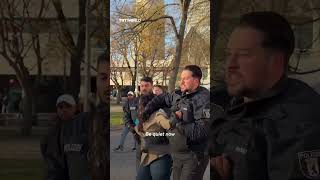 German police officer forcibly covers protester's mouth at Berlin Gaza demonstration