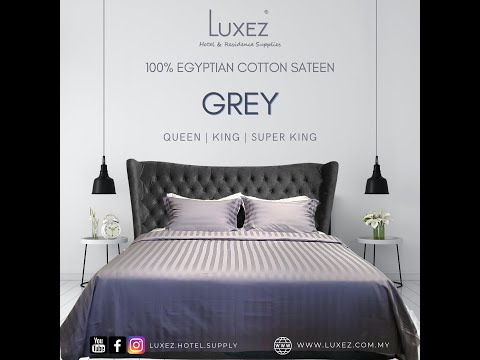 Luxez Luxury 100% Egyptian Cotton Sateen Full Bed Set Grey Colour