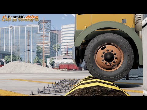 Cars Vs Spike Strip #02 -- BEAMNG DRIVE