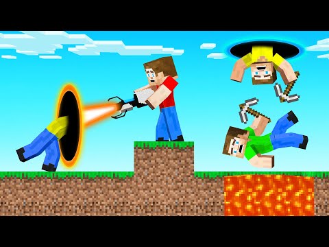 HUNTERS vs SPEEDRUNNER With PORTAL GUNS! (Minecraft)
