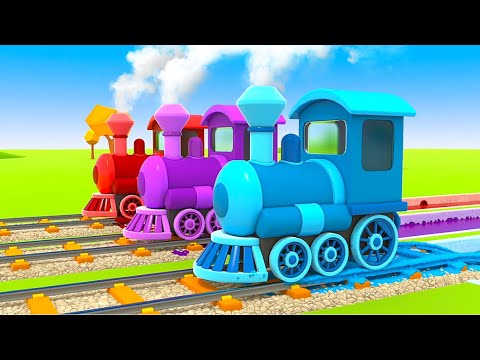 Zeichentrick für Kinder - Die Helfer Autos. Bunte Lokomotiven