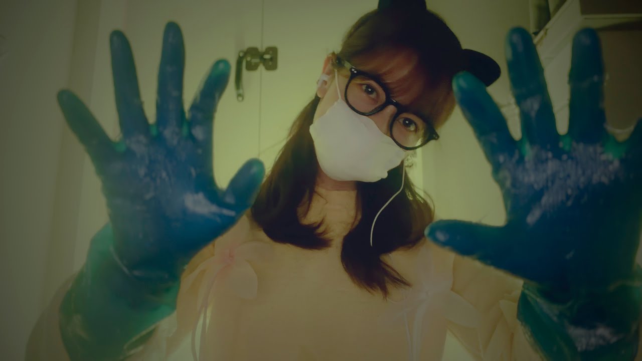 [ASMR] 青いゴム手袋ハンドムーブメント 💙 オノマトペ / Blue Rubber Gloves & Tingling