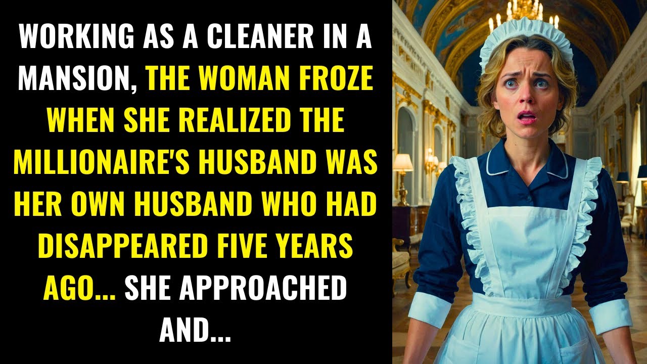 WORKING AS A CLEANER IN A MANSION, THE WOMAN FROZE WHEN SHE REALIZED THE MILLIONAIRE'S HUSBAND...