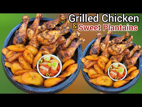 Air-fryer Recipes/grilled chicken and sweet fried Plantains/Plantain recipes ghana