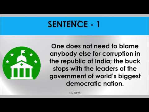 THE BUCK STOPS HERE, WITH Idiom 1388 # Meaning and five sentences # SSC Words