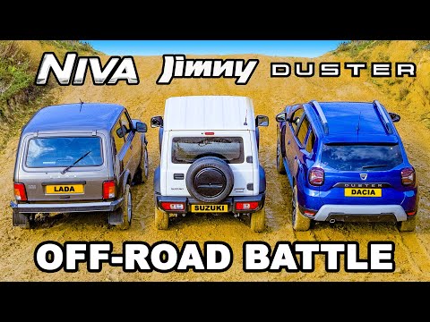 LADA Niva v Jimny v Duster: UP-HILL DRAG RACE & which is best OFF-ROAD?