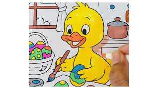 Cute Duck Painting Easter Eggs  Relaxing ASMR Coloring #asmrcoloring #asmrrelaxation #cozynights