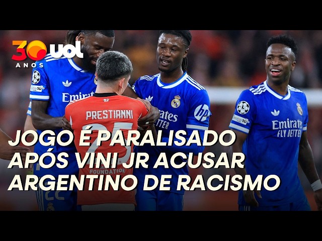 Benfica x Real é paralisado após Vini Jr acusar argentino de racismo