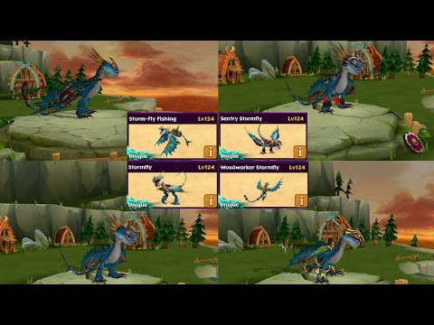 Stormfly+her customes max lvl 124 titan mode||Dragons rise of Berk