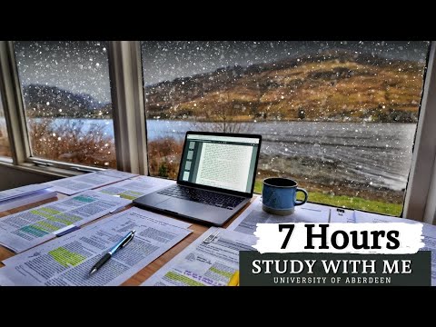 7 HOUR STUDY WITH ME on A RAINY DAY⎢Background noise, 10 min Break, No music, Study with Merve
