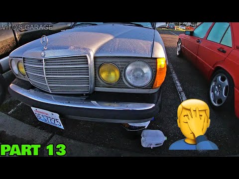 PART 13 Dad's Mercedes W123: I ALMOST Destroyed OM617 Flywheel.... Failed Starter & Downpipe Removal